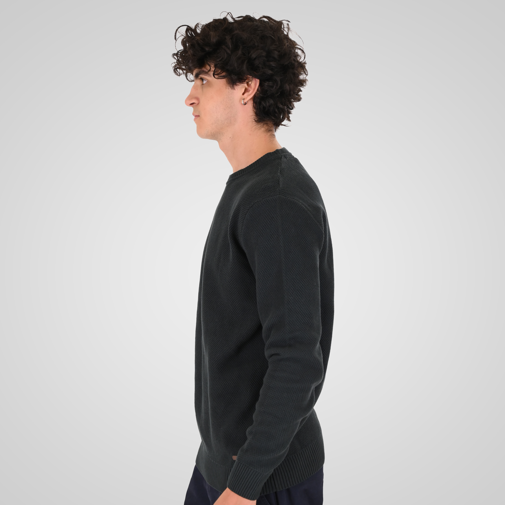 262KNIT-8075 KNITS CREWNECK (SPECIAL KNITTING) DEEP FOREST - Image 3