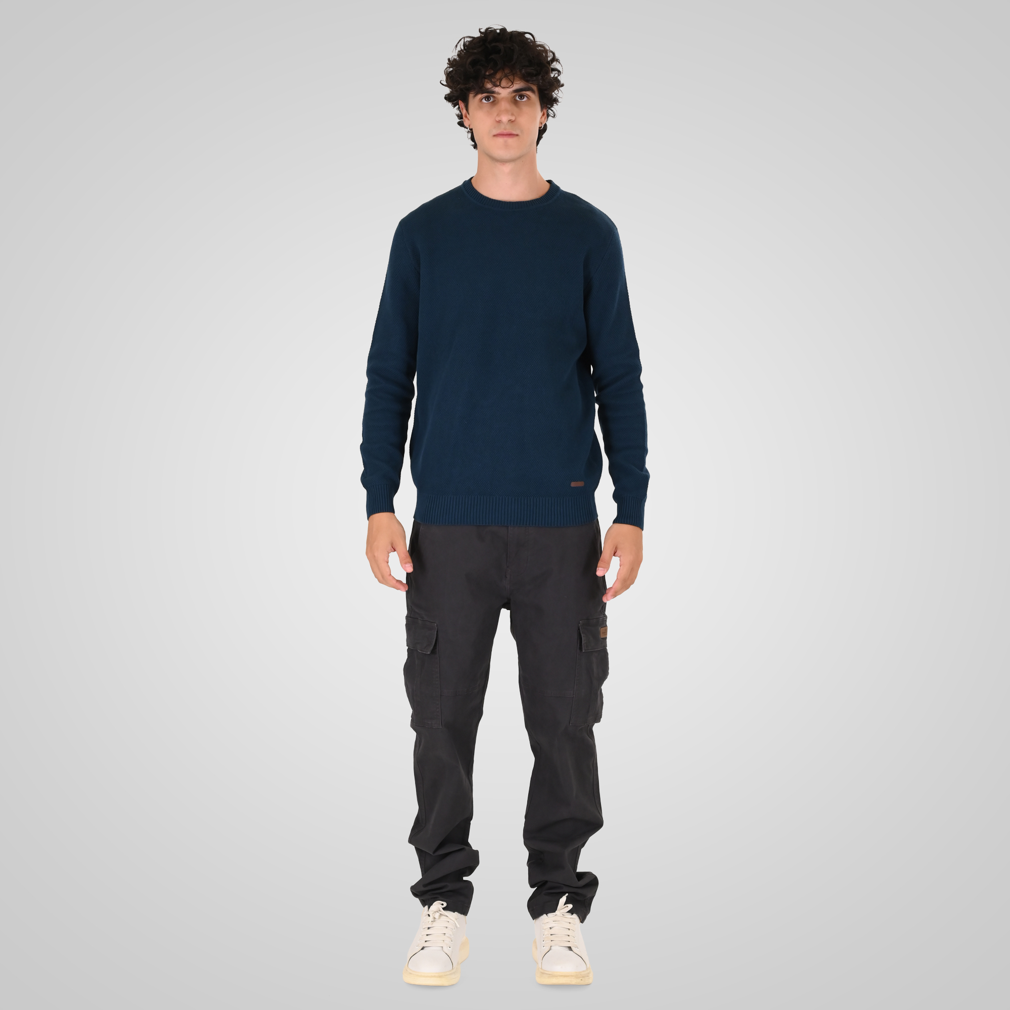 262KNIT-8075 KNITS CREWNECK (SPECIAL KNITTING) DK PETROL - Image 2