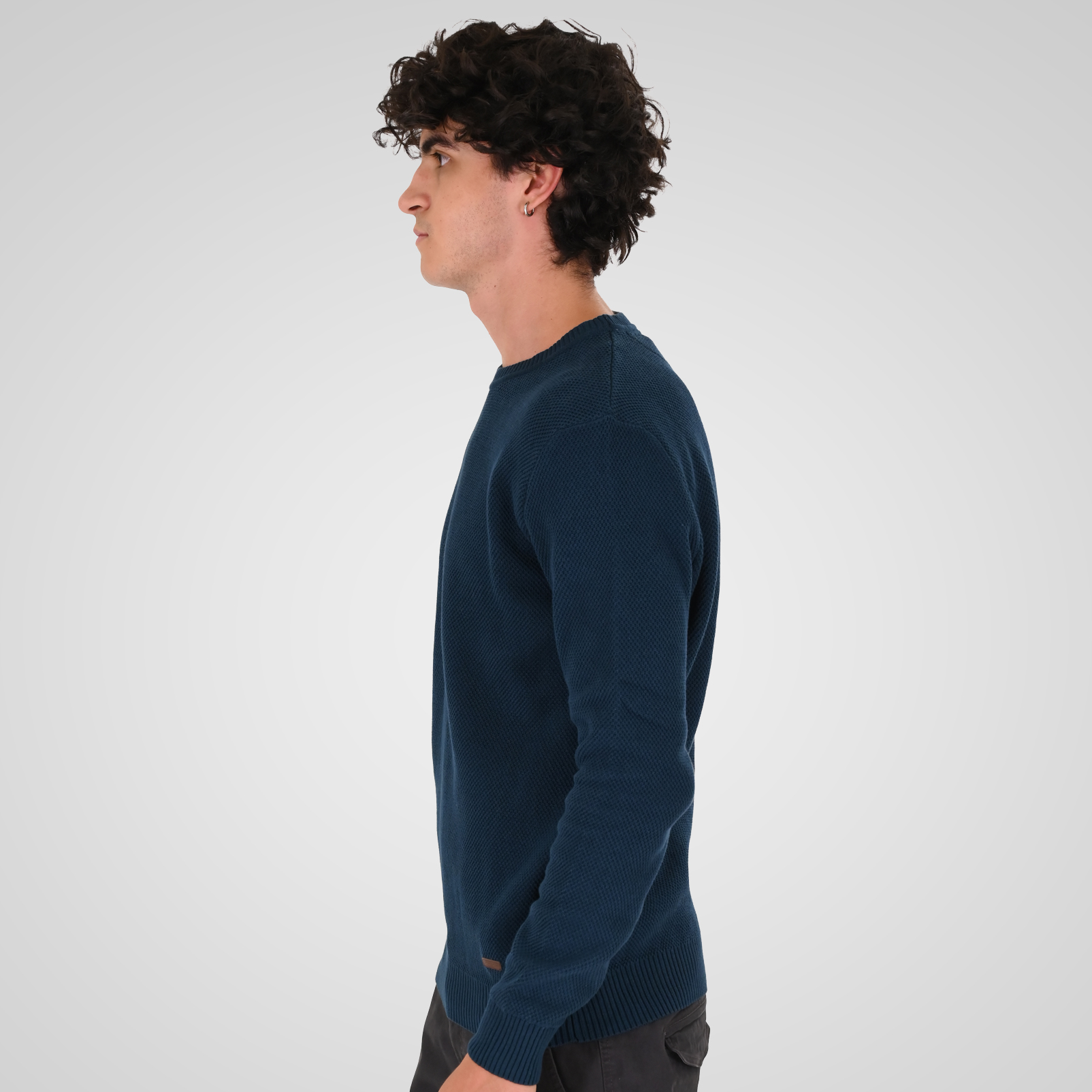 262KNIT-8075 KNITS CREWNECK (SPECIAL KNITTING) DK PETROL - Image 3