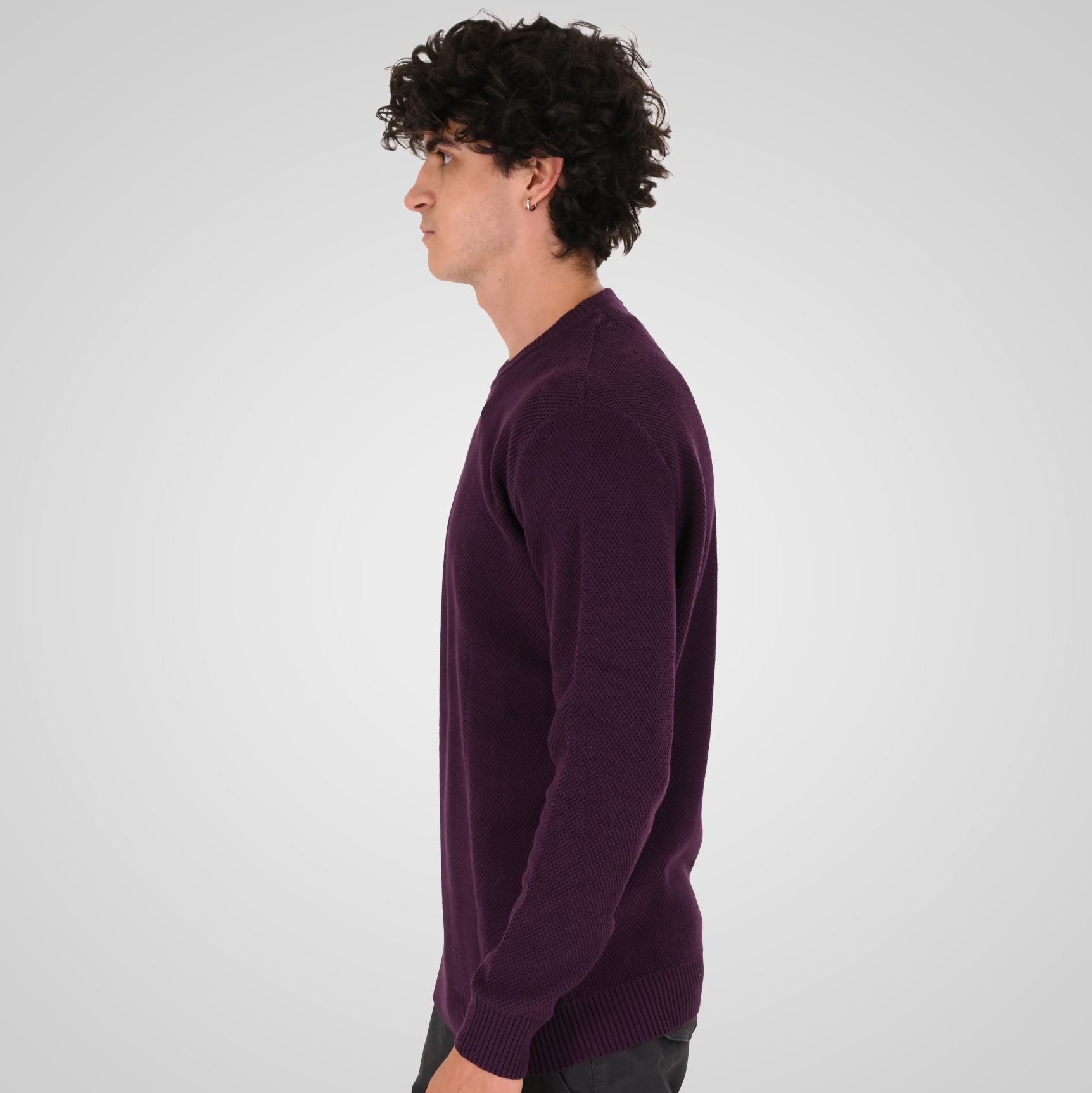 262KNIT-8075 KNITS CREWNECK (SPECIAL KNITTING) DK RASPBERRY - Image 3