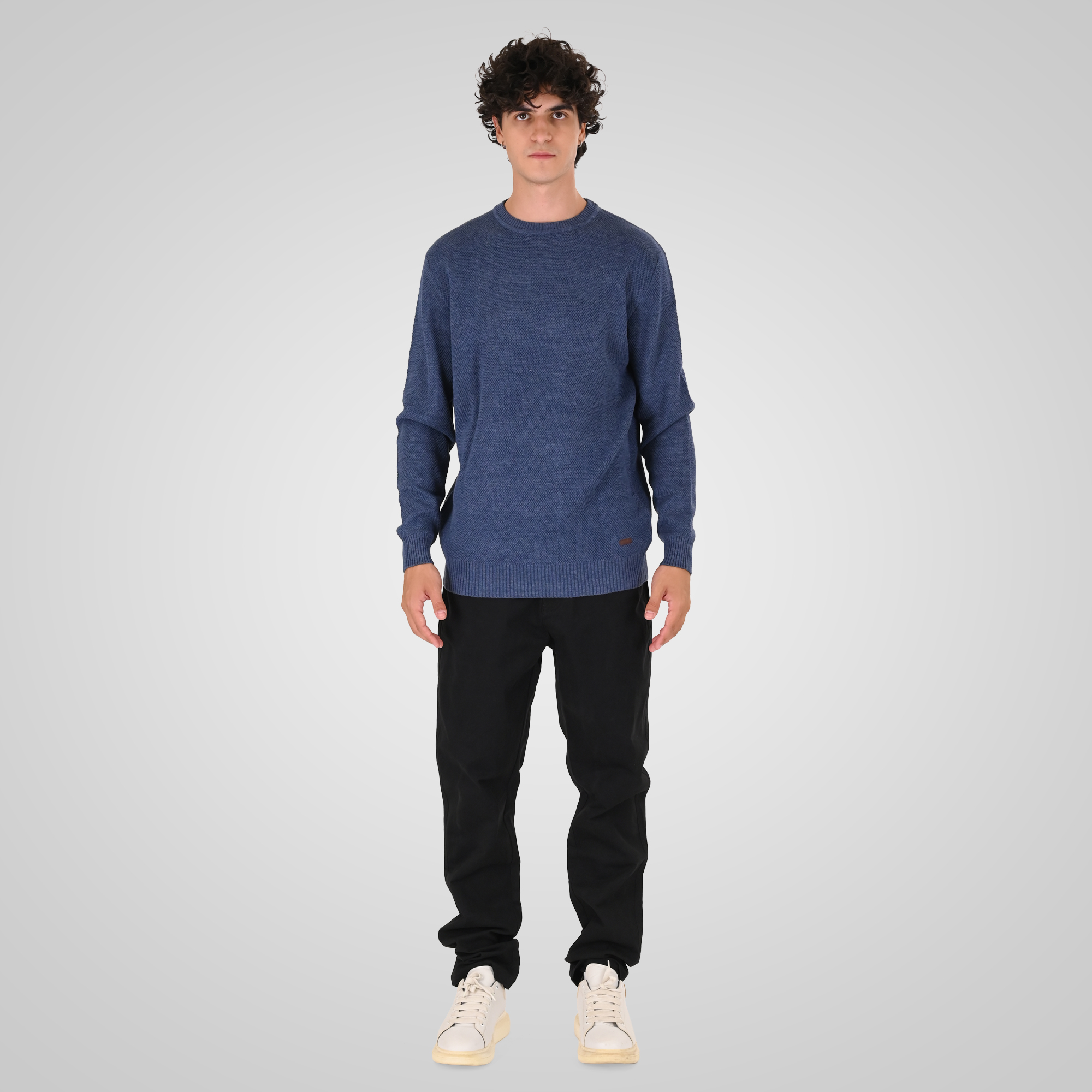 262KNIT-8075 KNITS CREWNECK (SPECIAL KNITTING) INDIGO - Image 2
