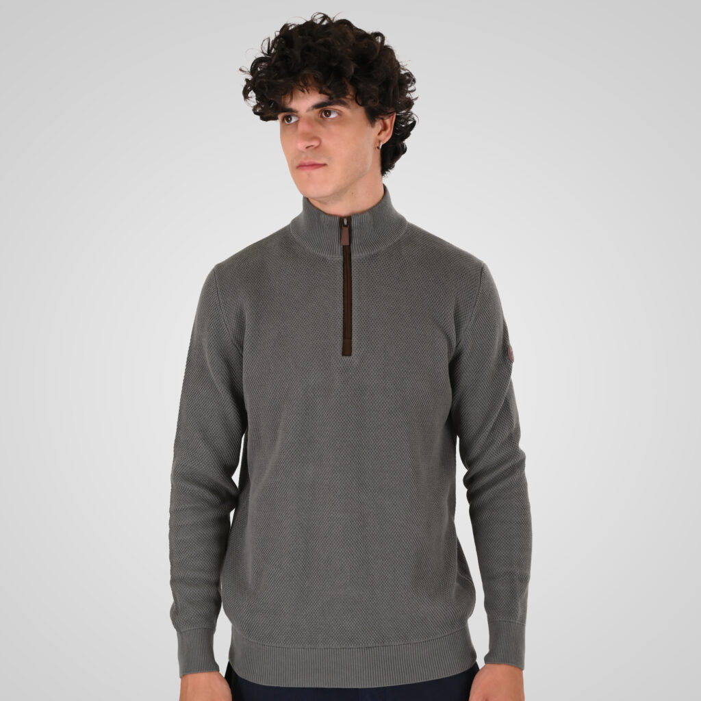 262KNIT-8076 KNITS HALF-ZIP (SPECIAL KNITTING) AGAVE GREEN