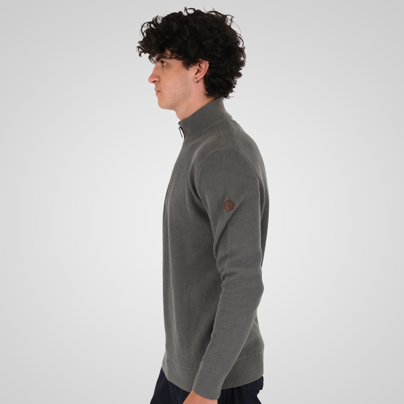 262KNIT-8076 KNITS HALF-ZIP (SPECIAL KNITTING) AGAVE GREEN - Image 3