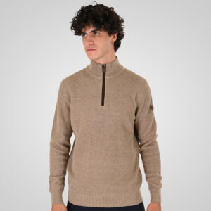 262KNIT-8076 KNITS HALF-ZIP (SPECIAL KNITTING) BEIGE MELANGE