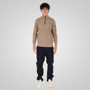 262KNIT-8076 KNITS HALF-ZIP (SPECIAL KNITTING) BEIGE MELANGE