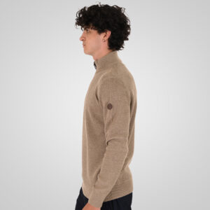 262KNIT-8076 KNITS HALF-ZIP (SPECIAL KNITTING) BEIGE MELANGE - Image 3