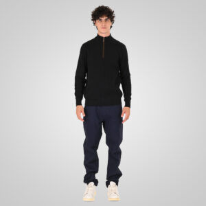262KNIT-8076 KNITS HALF-ZIP (SPECIAL KNITTING) BLACK