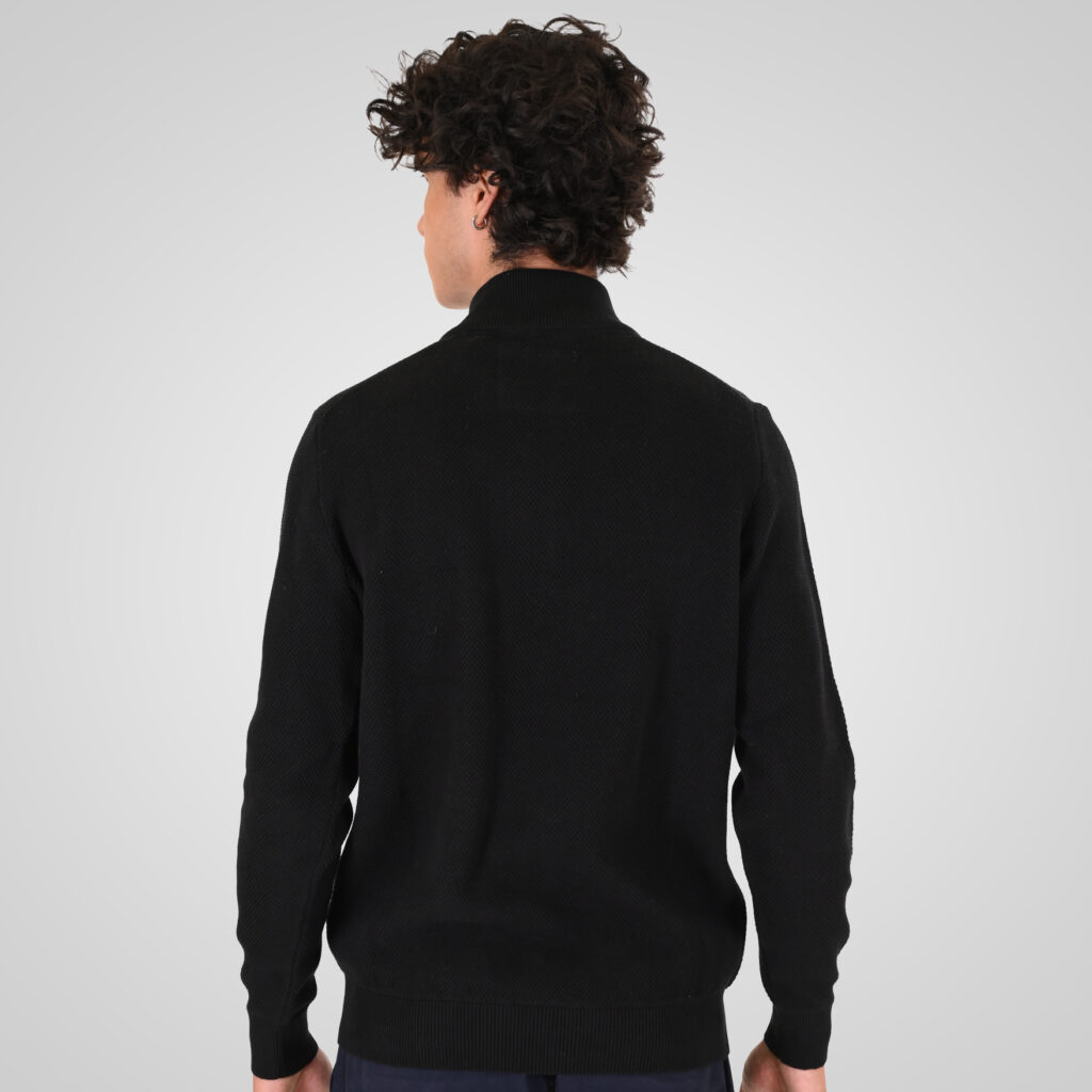 262KNIT-8076 KNITS HALF-ZIP (SPECIAL KNITTING) BLACK