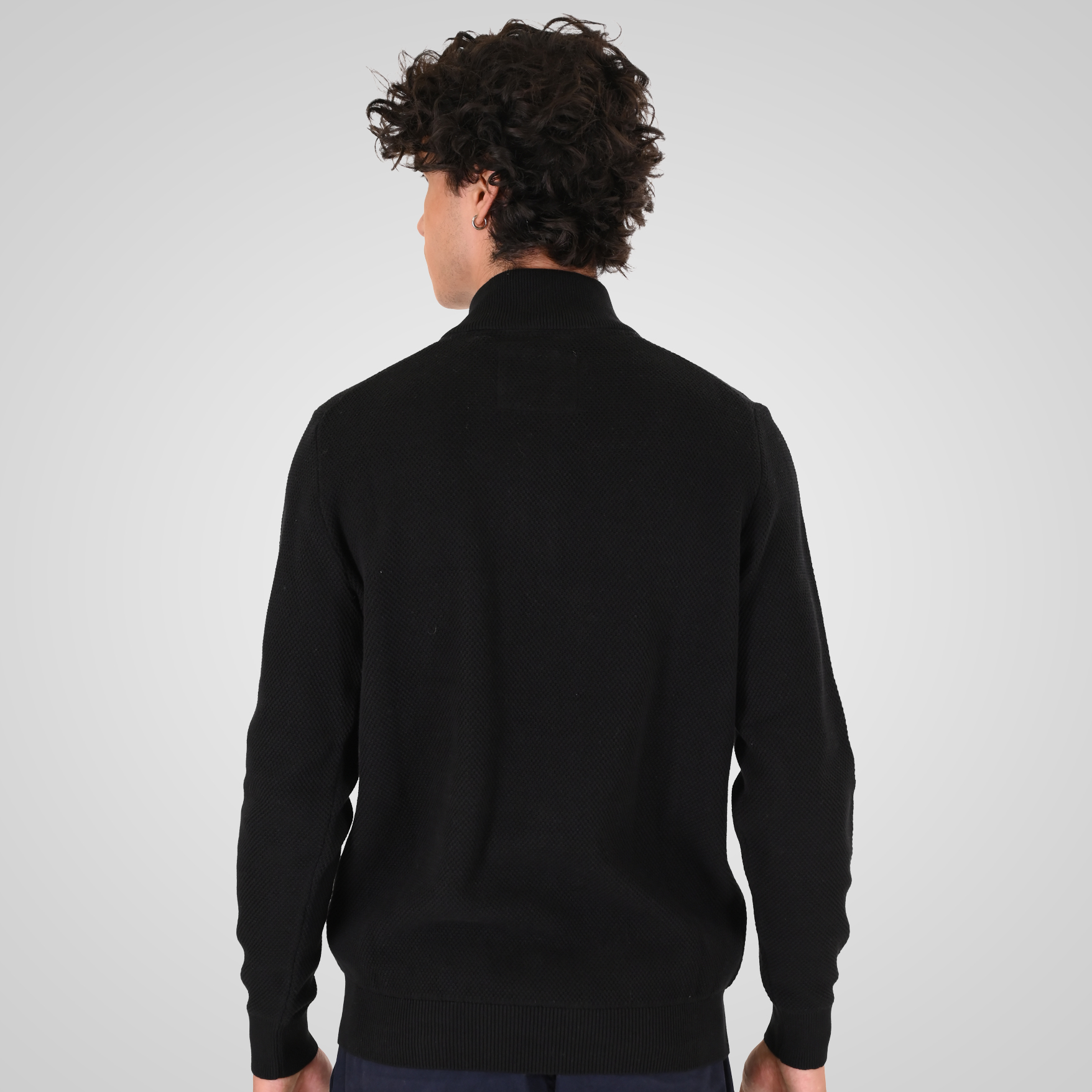 262KNIT-8076 KNITS HALF-ZIP (SPECIAL KNITTING) BLACK - Image 4