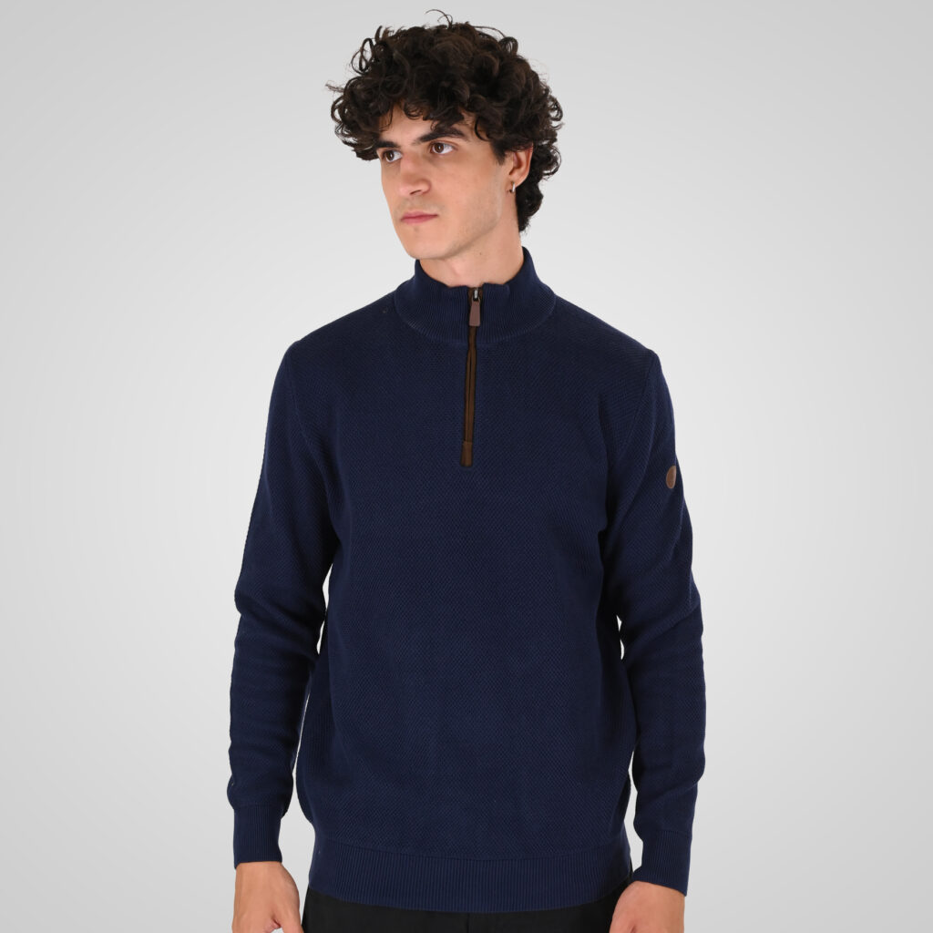 262KNIT-8076 KNITS HALF-ZIP (SPECIAL KNITTING) BLUE MARINE