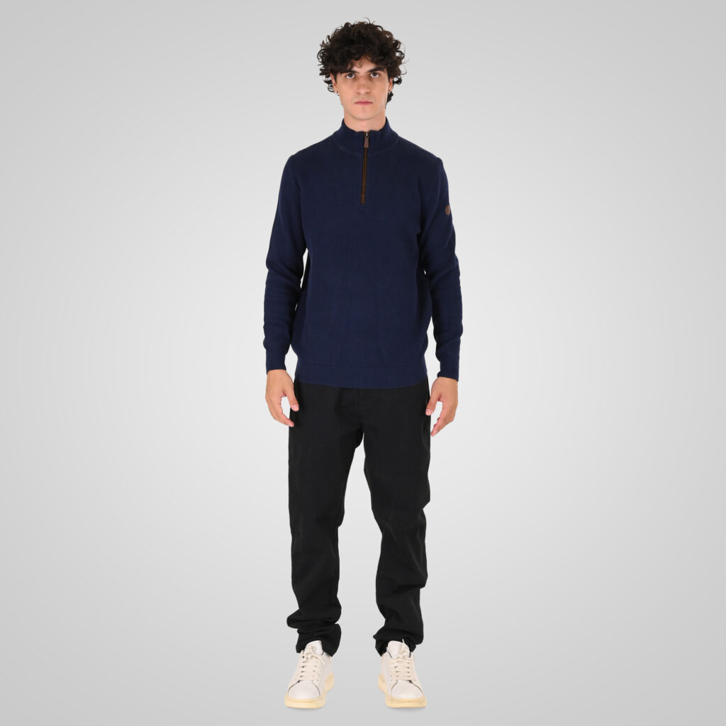 262KNIT-8076 KNITS HALF-ZIP (SPECIAL KNITTING) BLUE MARINE