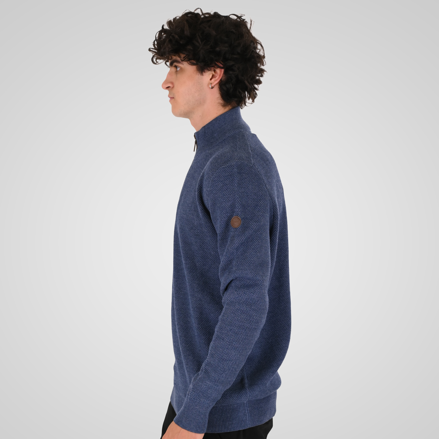 262KNIT-8076 KNITS HALF-ZIP (SPECIAL KNITTING) INDIGO - Image 3