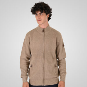 262KNIT-8077 KNITS FULL-ZIP (SPECIAL KNITTING) BEIGE MELANGE