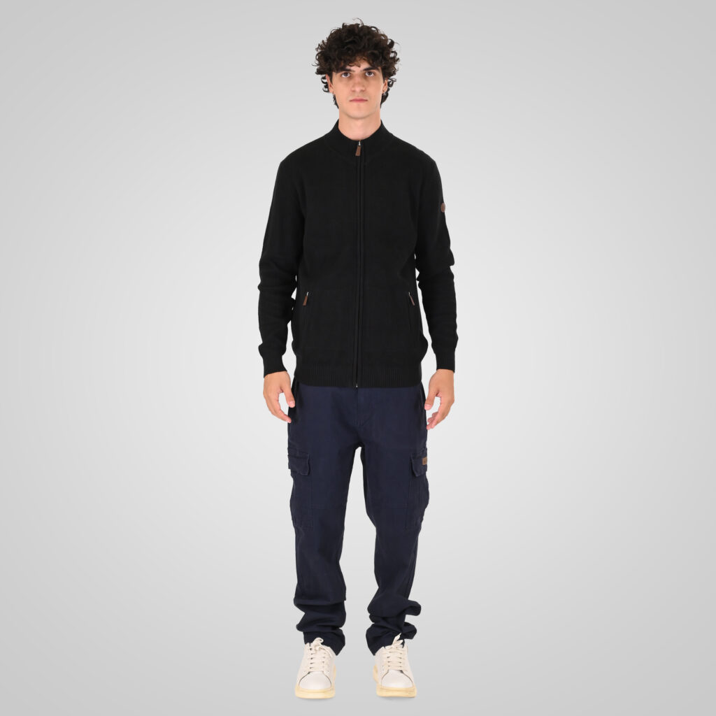 262KNIT-8077 KNITS FULL-ZIP (SPECIAL KNITTING) BLACK