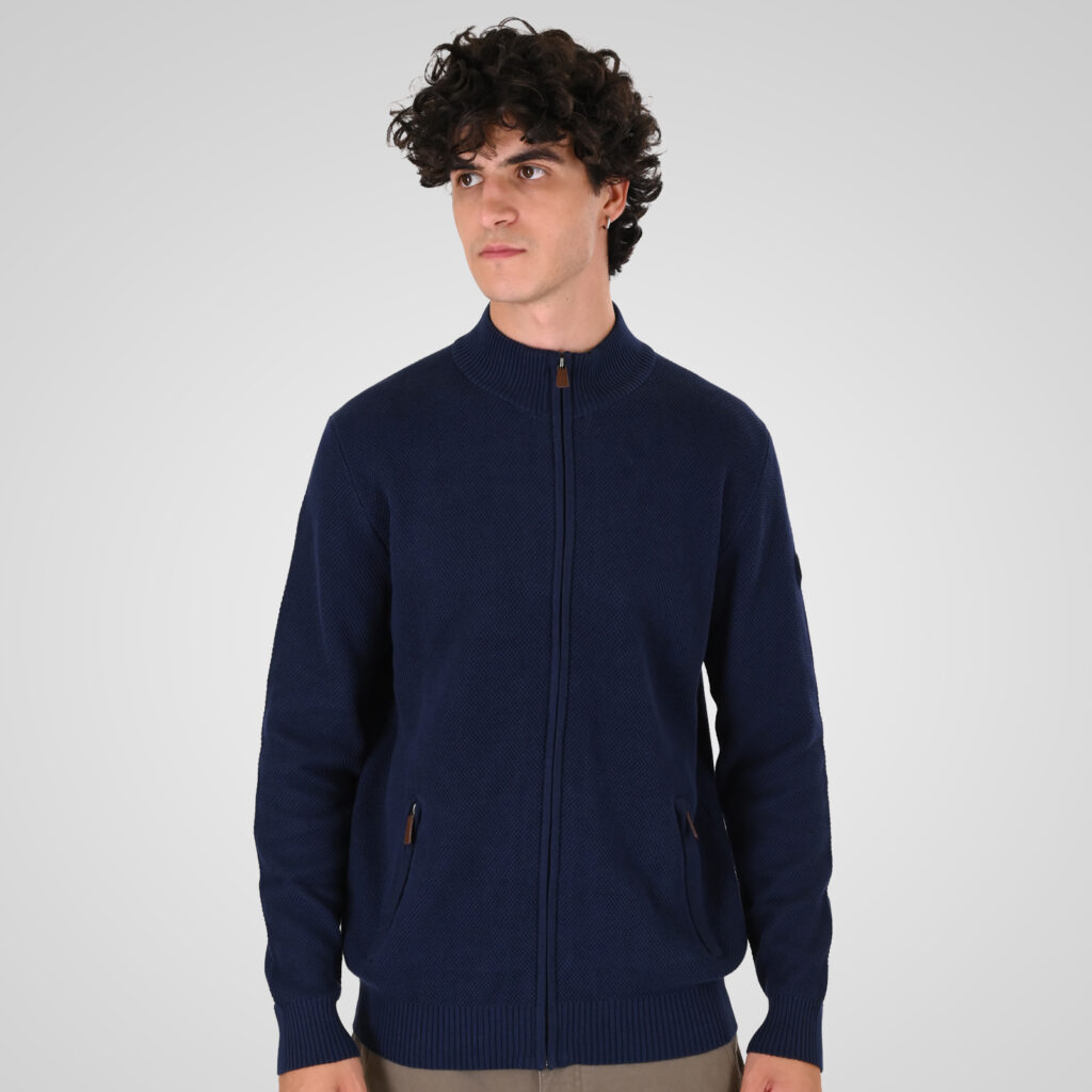 262KNIT-8077 KNITS FULL-ZIP (SPECIAL KNITTING) BLUE MARINE