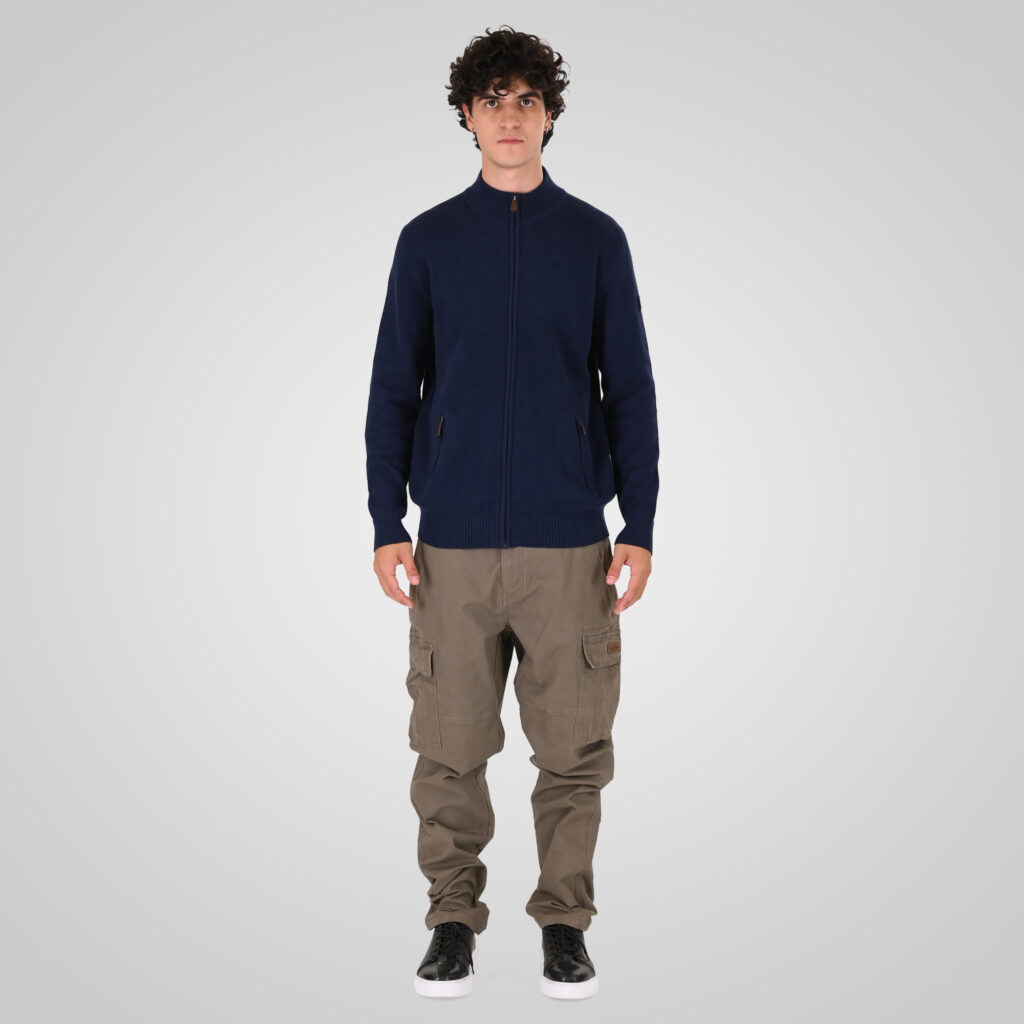 262KNIT-8077 KNITS FULL-ZIP (SPECIAL KNITTING) BLUE MARINE