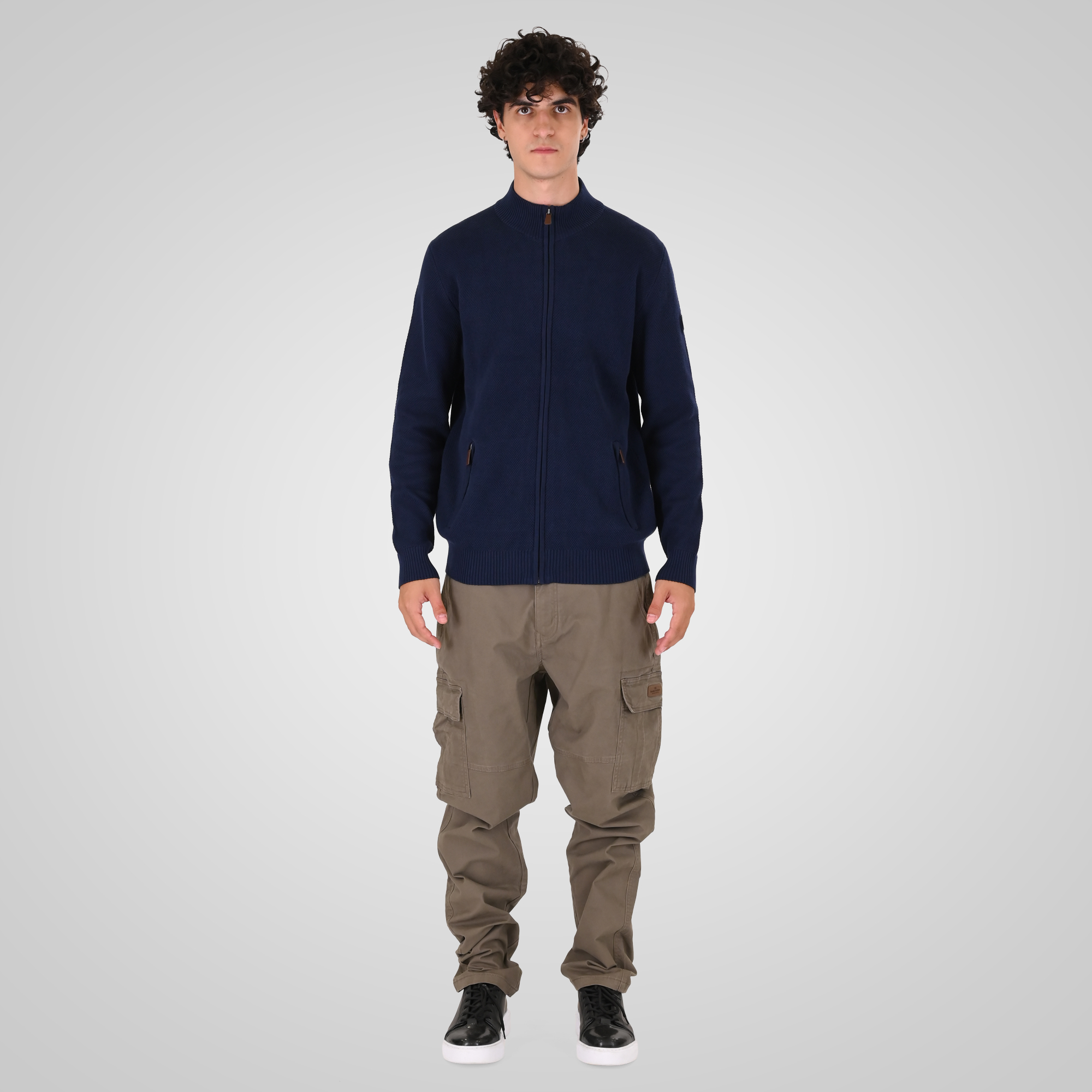 262KNIT-8077 KNITS FULL-ZIP (SPECIAL KNITTING) BLUE MARINE - Image 2