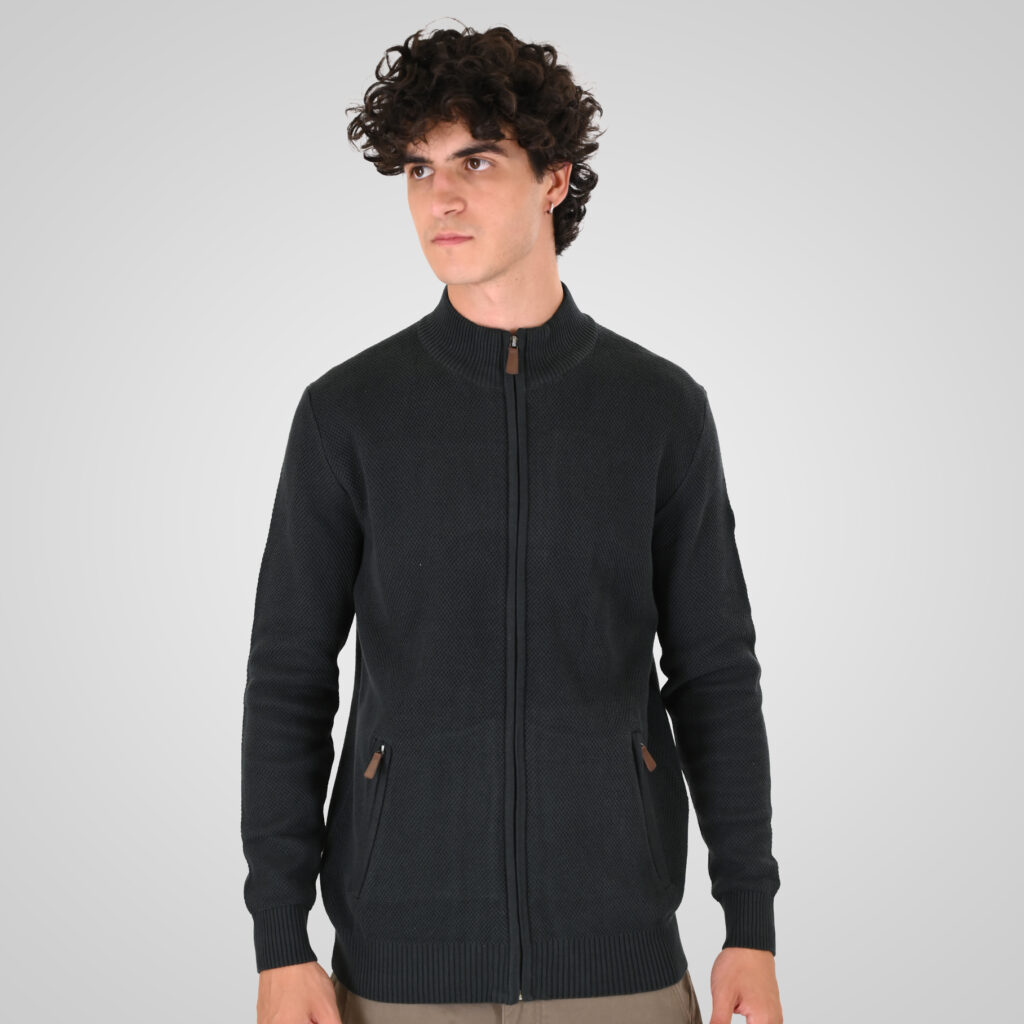 262KNIT-8077 KNITS FULL-ZIP (SPECIAL KNITTING) DEEP FOREST
