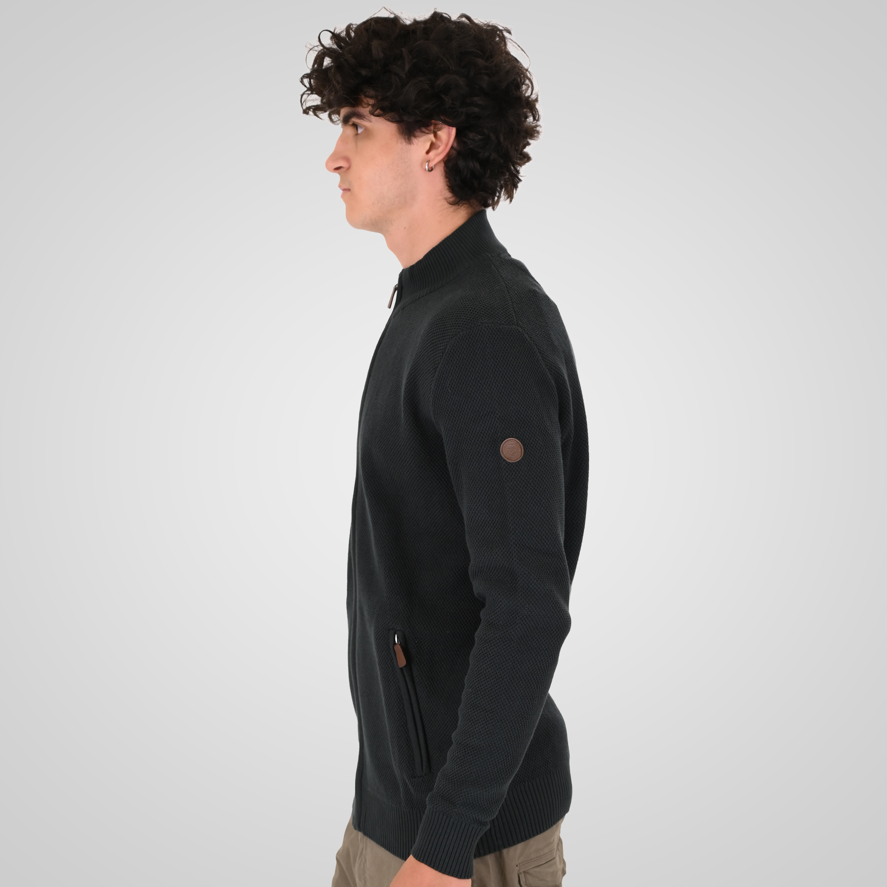 262KNIT-8077 KNITS FULL-ZIP (SPECIAL KNITTING) DEEP FOREST - Image 3
