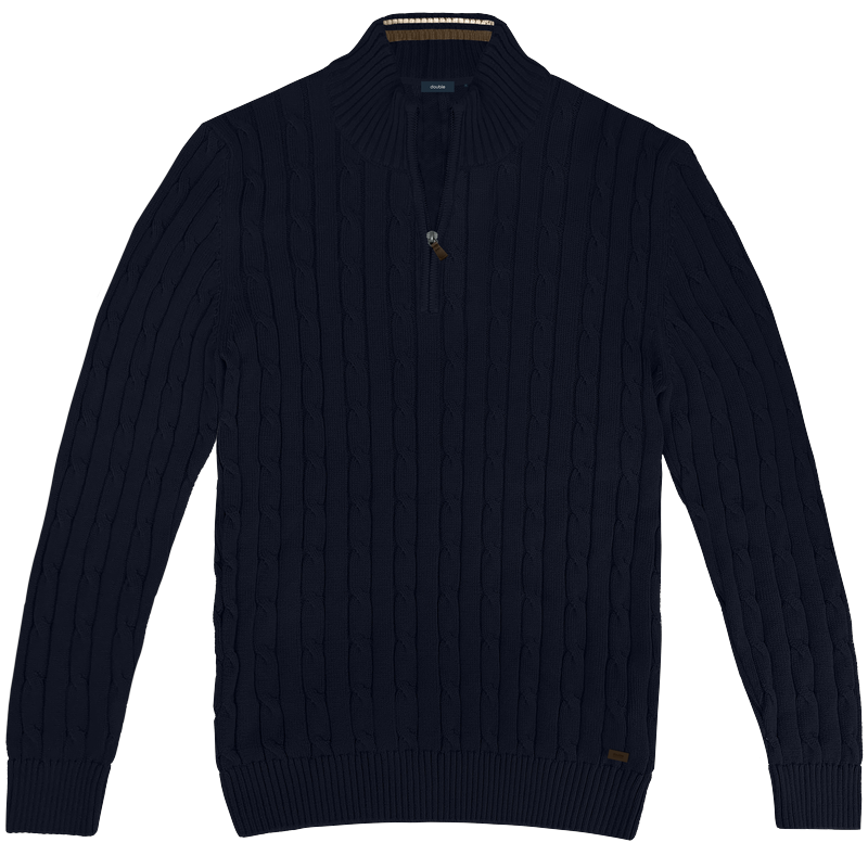 262KNIT-8080 CABLE KNITS FULL-ZIP NAVY