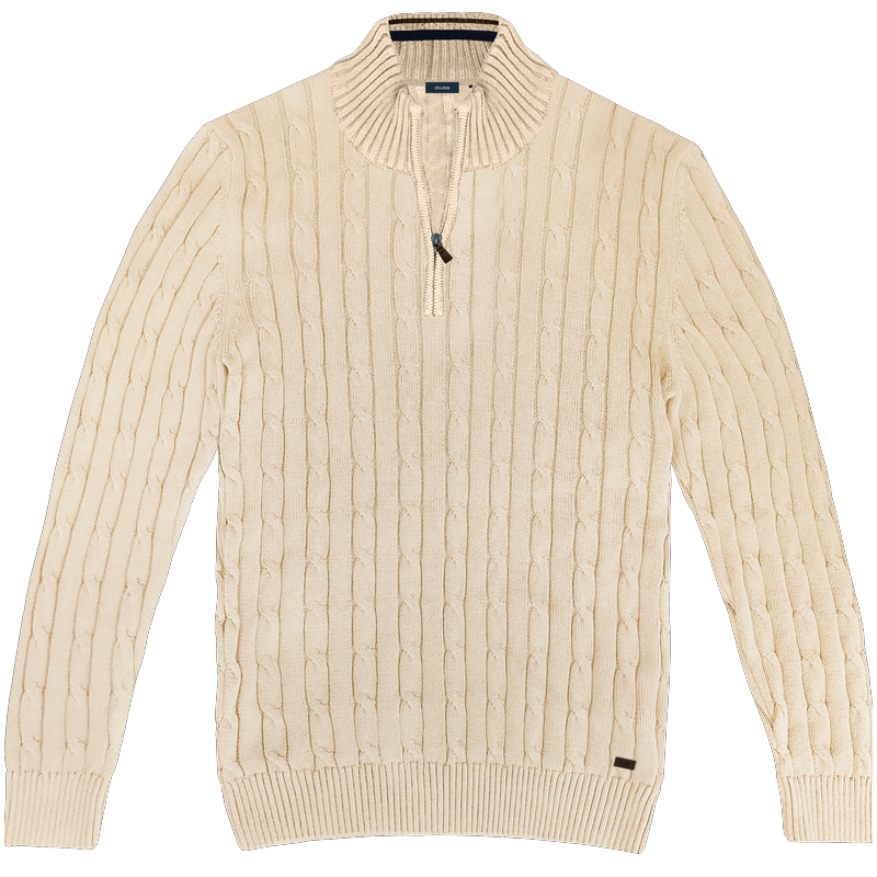 262KNIT-8080 CABLE KNITS FULL-ZIP OFF WHITE