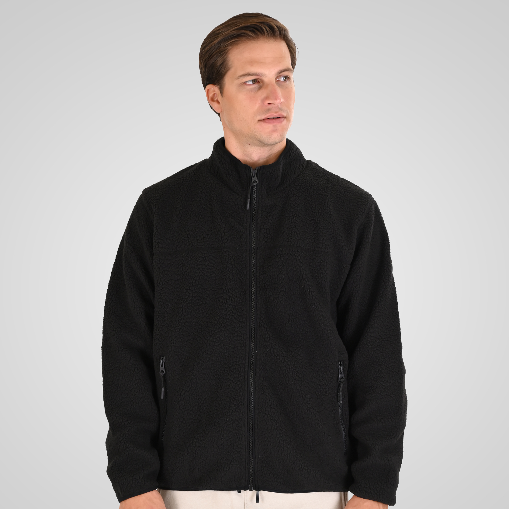 262MFT-7085 SHERPA FULL ZIP WITH ZIP BODY POCKETS BLACK - Image 1