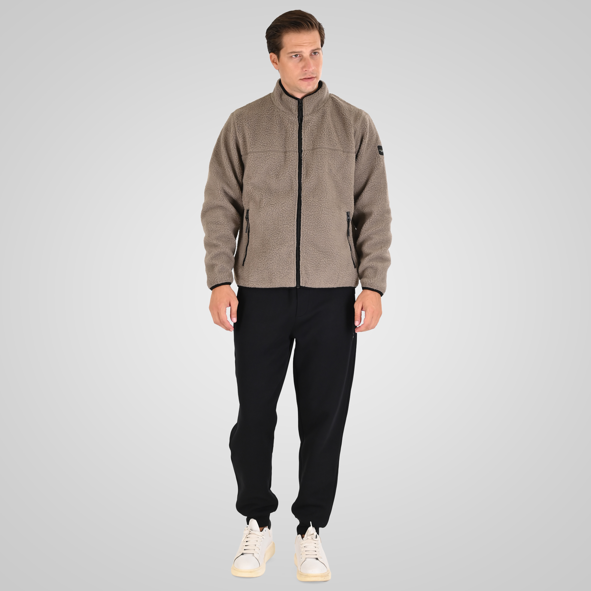 262MFT-7085 SHERPA FULL ZIP WITH ZIP BODY POCKETS TAUPE - Image 2