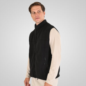 262MFT-7086 SHERPA SLEEVELESS FULL ZIP WITH CHEST EMBROIDERY BLACK - Image 3