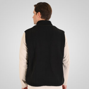 262MFT-7086 SHERPA SLEEVELESS FULL ZIP WITH CHEST EMBROIDERY BLACK - Image 4