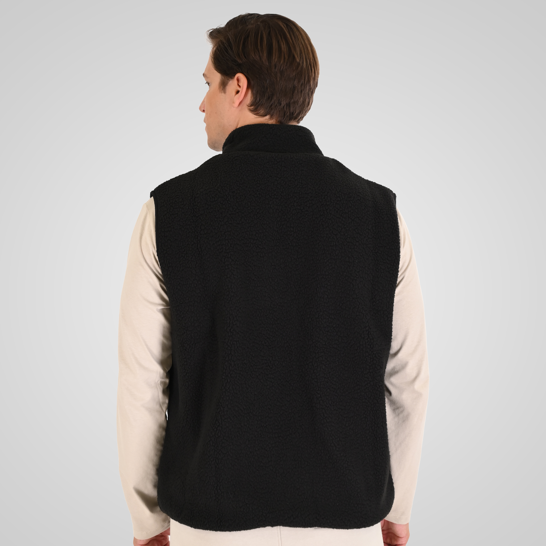 262MFT-7086 SHERPA SLEEVELESS FULL ZIP WITH CHEST EMBROIDERY BLACK - Image 4