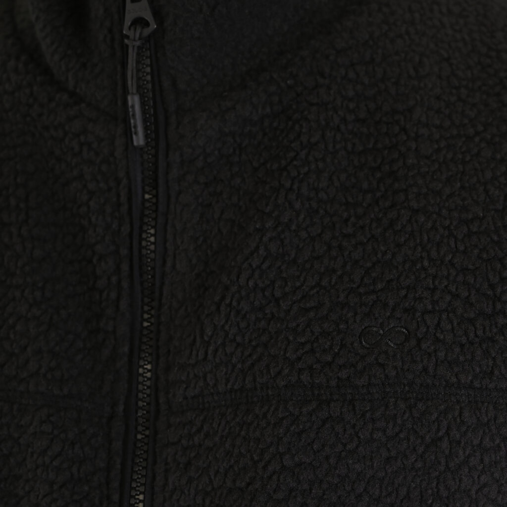 262MFT-7086 SHERPA SLEEVELESS FULL ZIP WITH CHEST EMBROIDERY BLACK