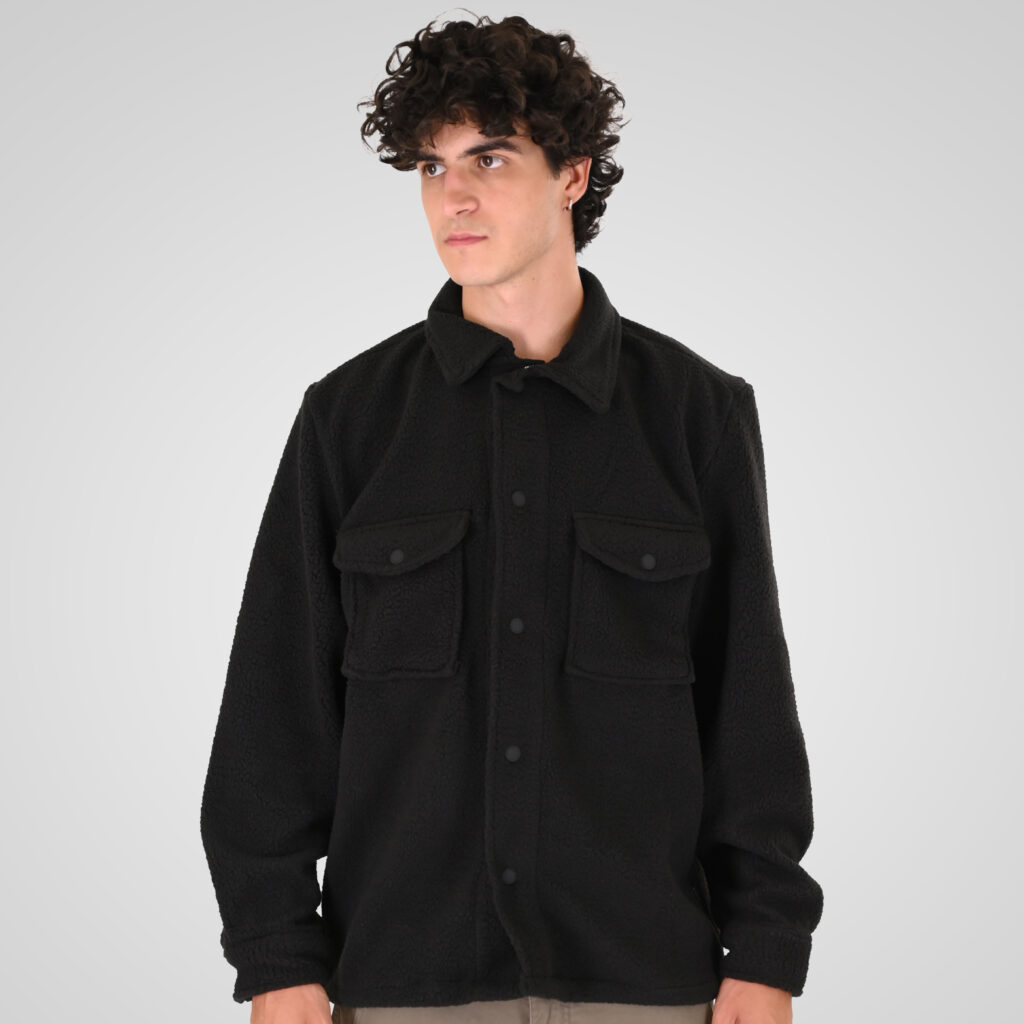 262MFT-7087 SHERPA OVERSHIRT WITH CHEST POCKETS BLACK