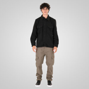 262MFT-7087 SHERPA OVERSHIRT WITH CHEST POCKETS BLACK