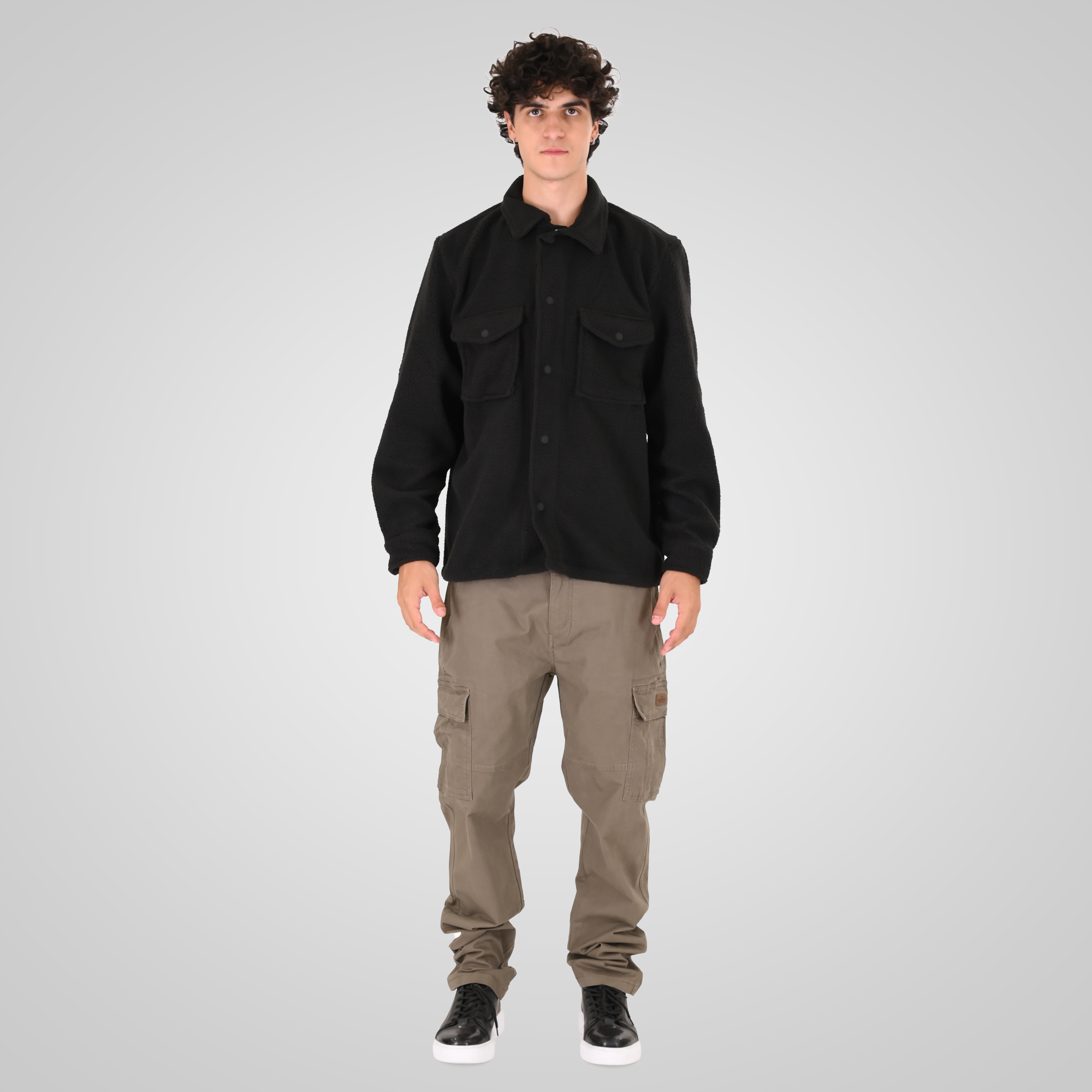 262MFT-7087 SHERPA OVERSHIRT WITH CHEST POCKETS BLACK - Image 2