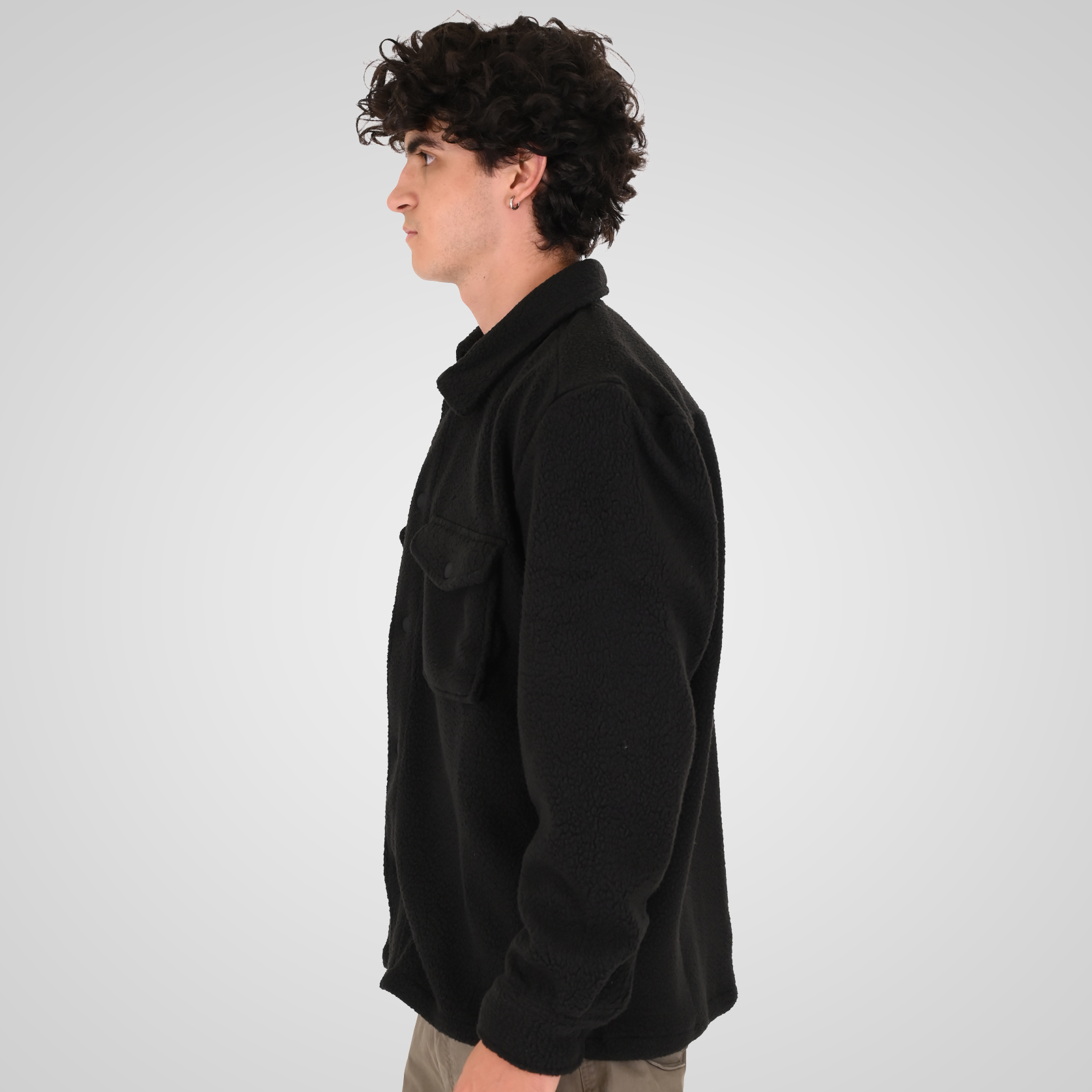 262MFT-7087 SHERPA OVERSHIRT WITH CHEST POCKETS BLACK - Image 3