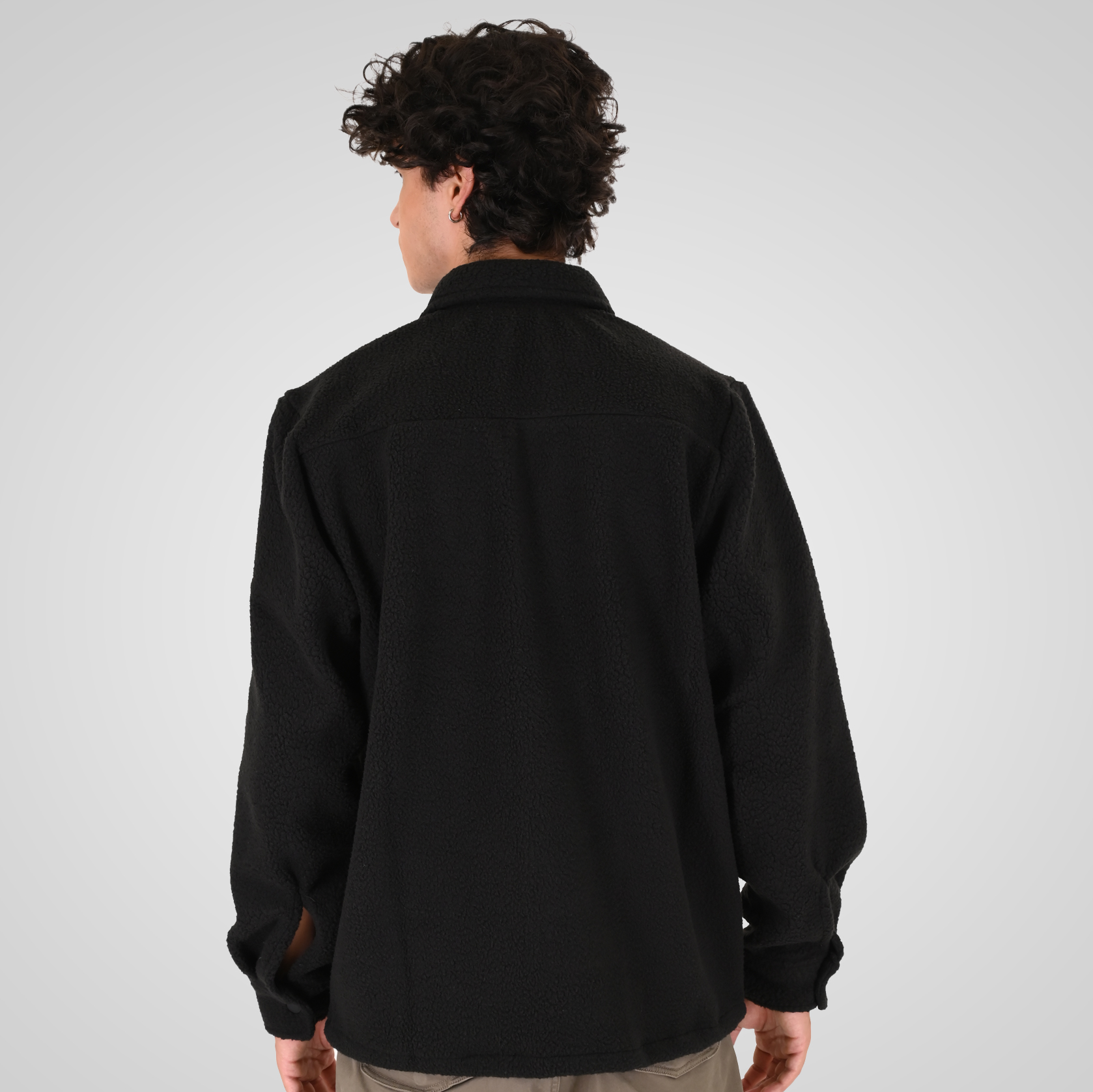 262MFT-7087 SHERPA OVERSHIRT WITH CHEST POCKETS BLACK - Image 4