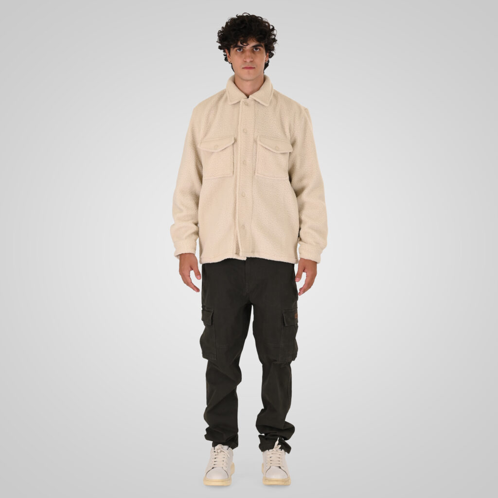262MFT-7087 SHERPA OVERSHIRT WITH CHEST POCKETS OFF WHITE