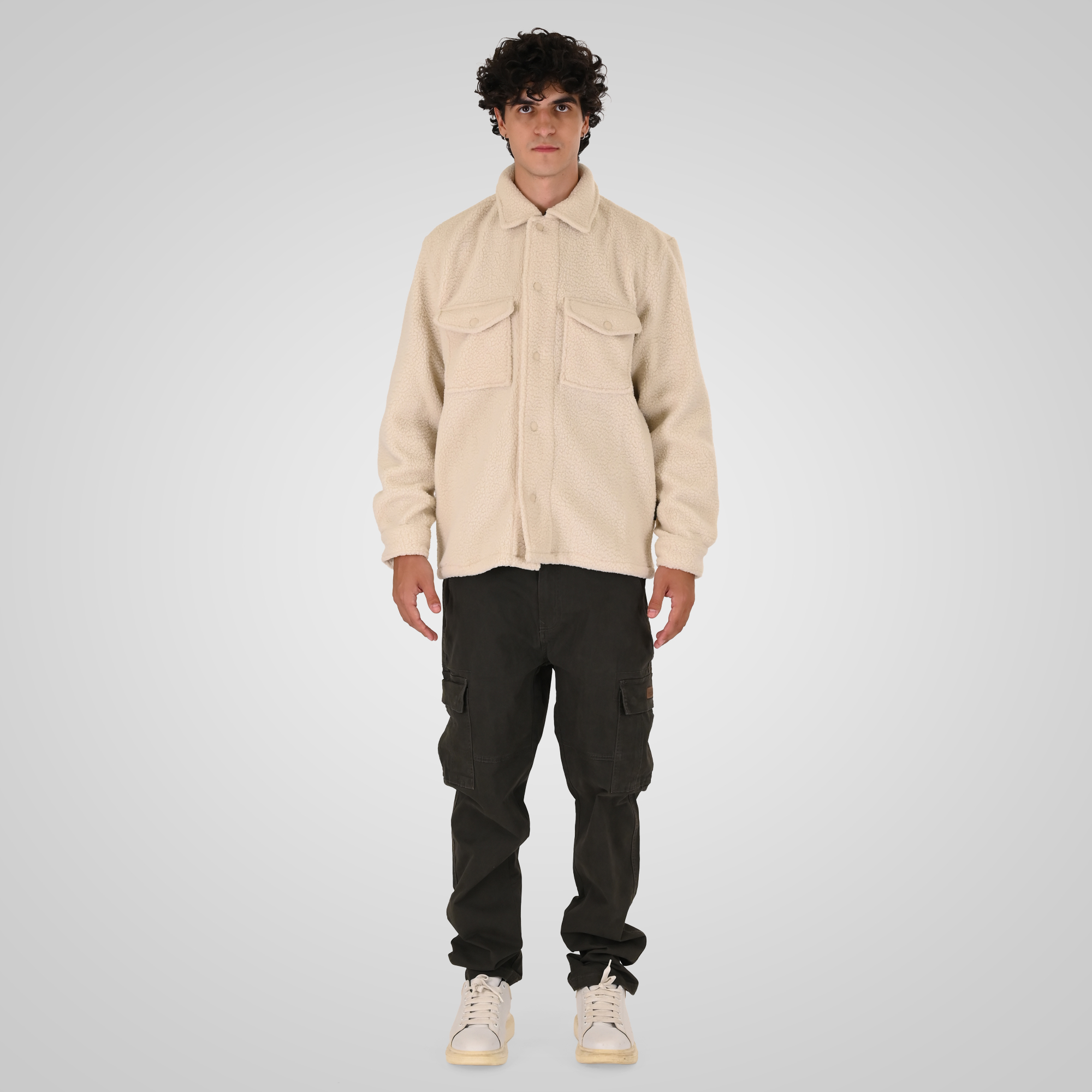 262MFT-7087 SHERPA OVERSHIRT WITH CHEST POCKETS OFF WHITE - Image 2