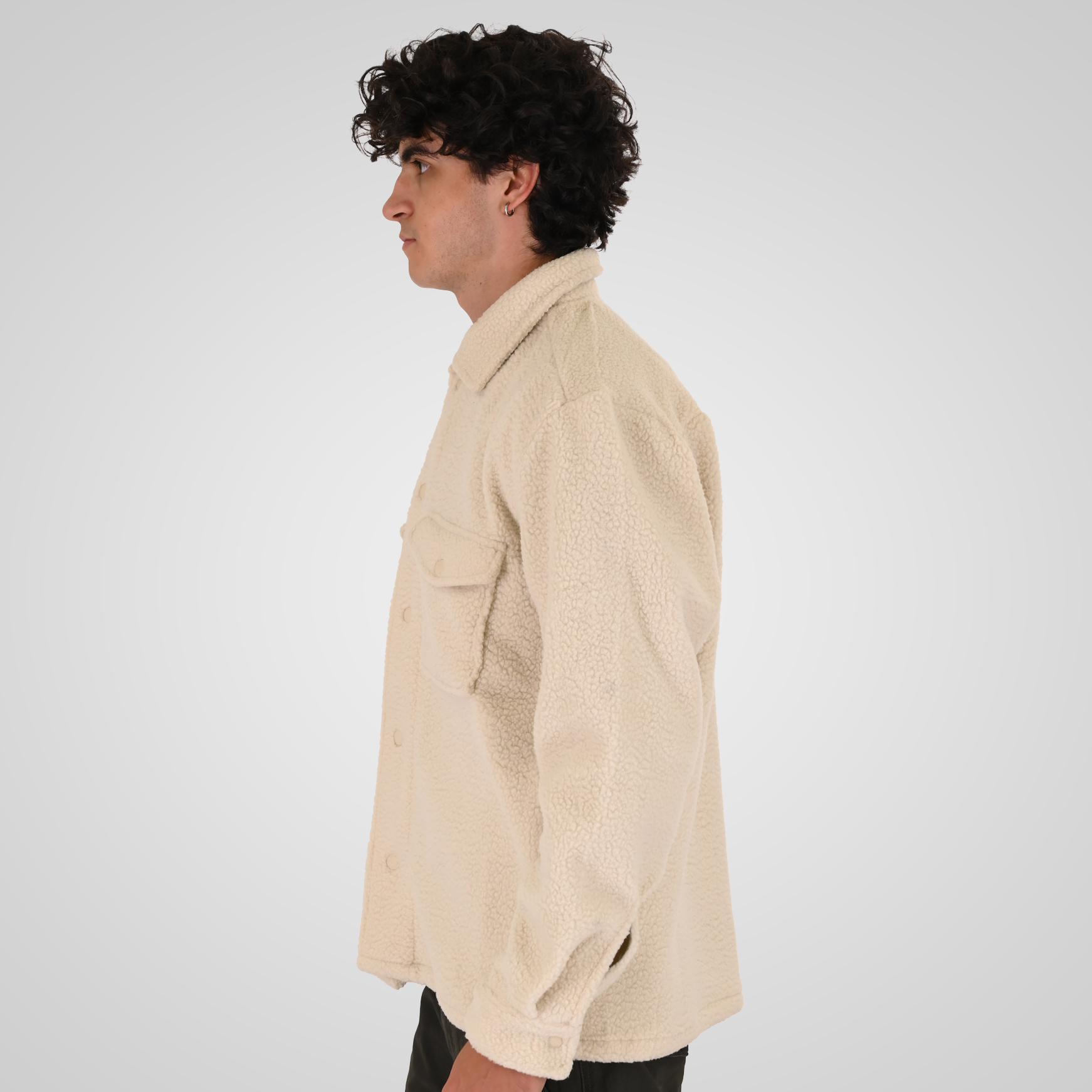 262MFT-7087 SHERPA OVERSHIRT WITH CHEST POCKETS OFF WHITE - Image 3