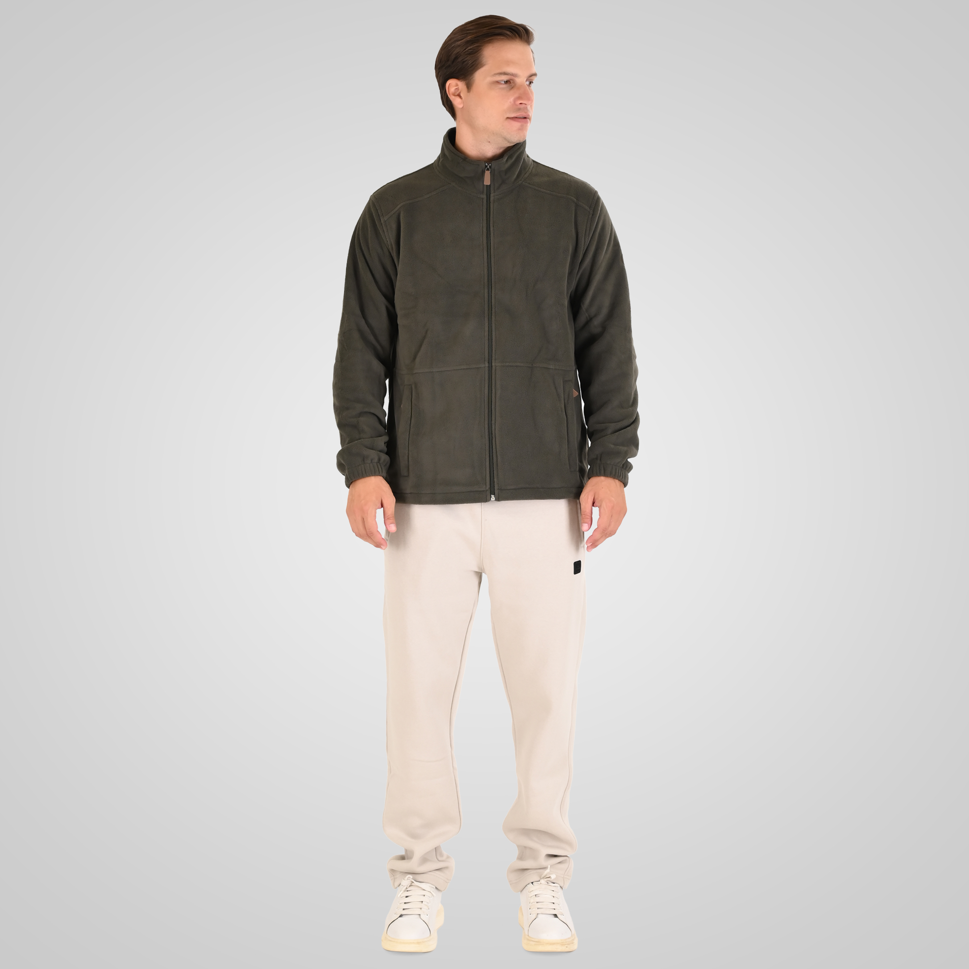 262MFT-7088 POLAR FLEECE TOP FULL-ZIP KHAKI - Image 2