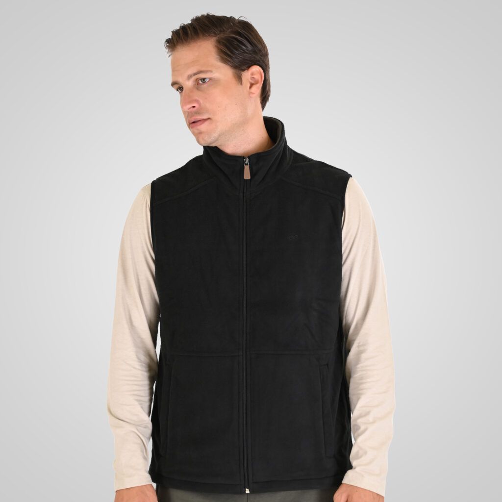 262MFT-7089 SLEEVELESS POLAR FLEECE TOP FULL-ZIP BLACK