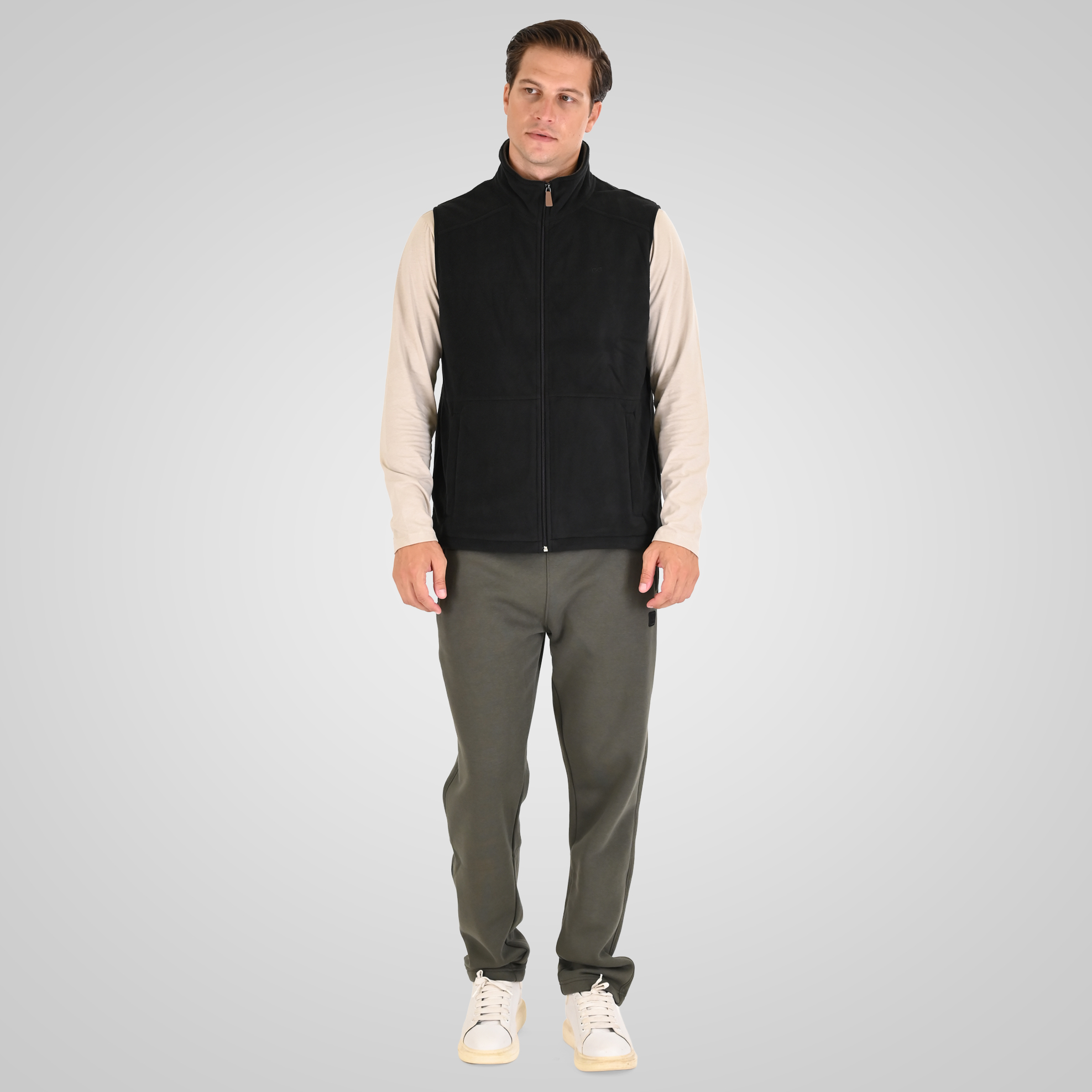 262MFT-7089 SLEEVELESS POLAR FLEECE TOP FULL-ZIP BLACK - Image 2