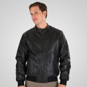 262MLJK-2110 BOMBER JACKETS PU LEATHER BLACK