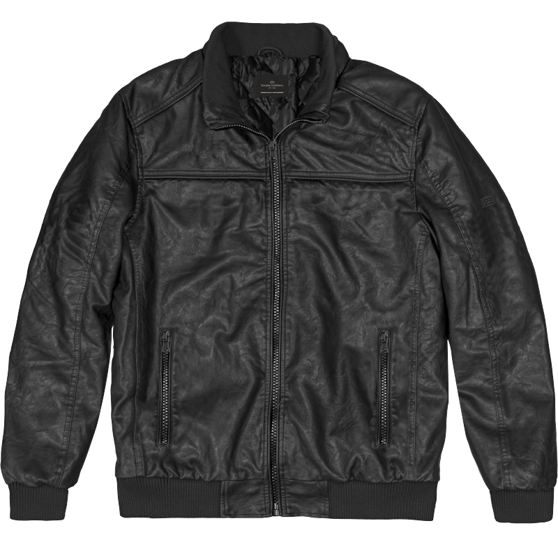 262MLJK-2128 BOMBER JACKETS PU LEATHER BLACK