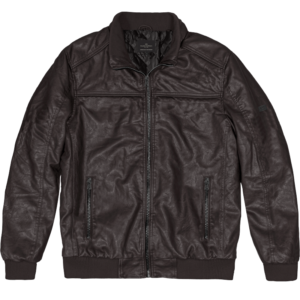 262MLJK-2128 BOMBER JACKETS PU LEATHER DARK CHOCOLATE