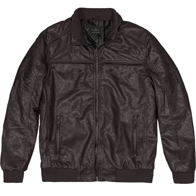 262MLJK-2128 BOMBER JACKETS PU LEATHER DARK CHOCOLATE