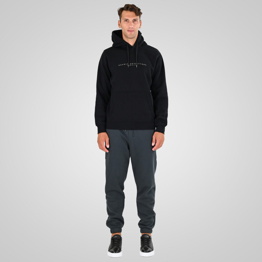 262MPAN-6055 JOGGER PANTS WITH ELASTIC WAISTBAND AND HEM WITH DENSE EMBROIDERY (BRUSHED FLEECE) ANTHRACITE