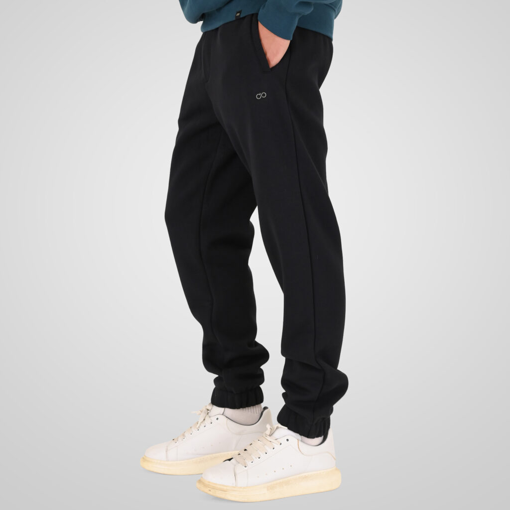 262MPAN-6055 JOGGER PANTS WITH ELASTIC WAISTBAND AND HEM WITH DENSE EMBROIDERY (BRUSHED FLEECE) BLACK