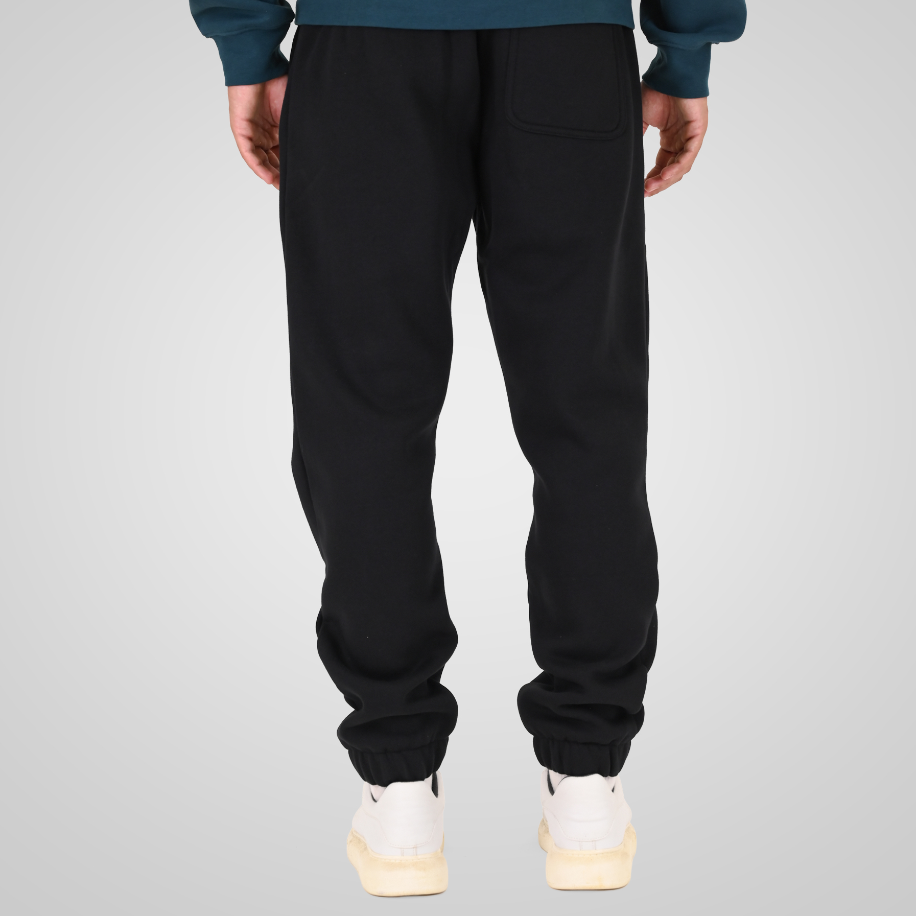 262MPAN-6055 JOGGER PANTS WITH ELASTIC WAISTBAND AND HEM WITH DENSE EMBROIDERY (BRUSHED FLEECE) BLACK - Image 3