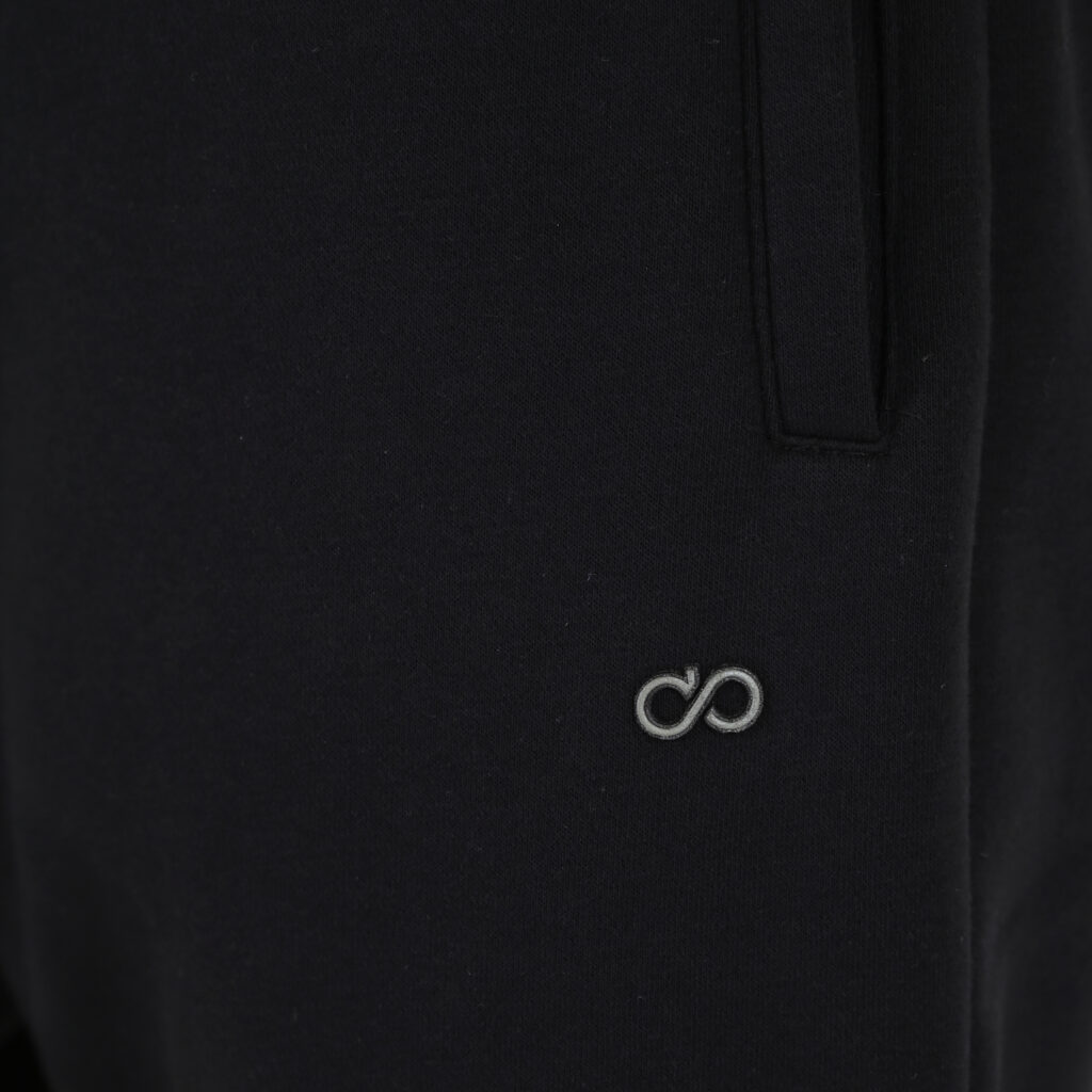 262MPAN-6055 JOGGER PANTS WITH ELASTIC WAISTBAND AND HEM WITH DENSE EMBROIDERY (BRUSHED FLEECE) BLACK